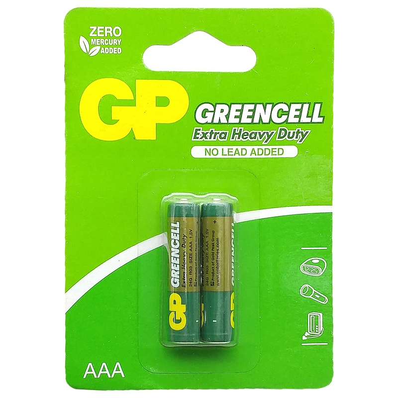 Vỉ 2 Pin Đũa GP Greencell Extra Heavy Duty AAA 1.5V